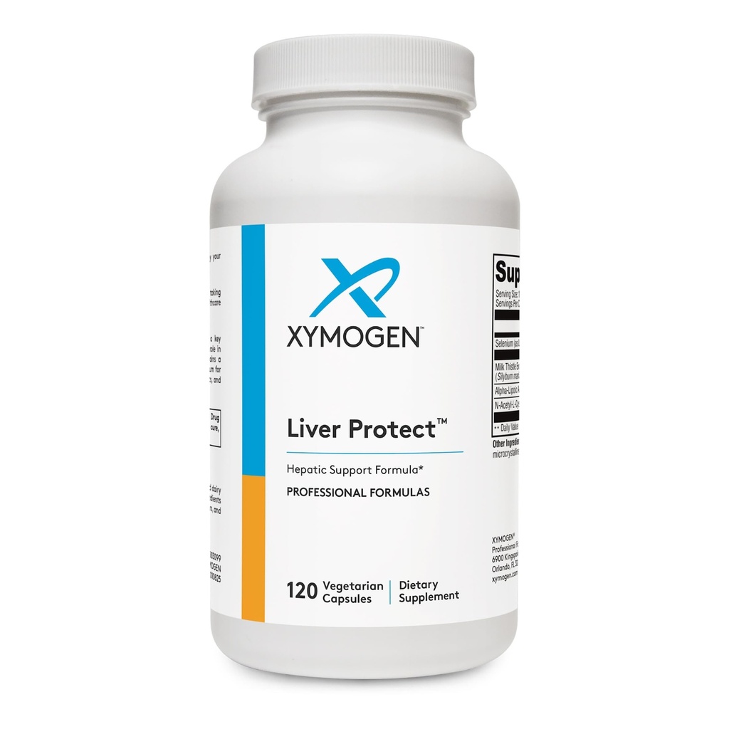 XYMOGEN Liver Protect - Supports Liver Health + Glutathione Production - Milk Thistle Extract, ALA Alpha-Lipoic Acid, N-Acetyl-L-Cysteine, Selenium L-Selenomethionine (120 cápsulas)