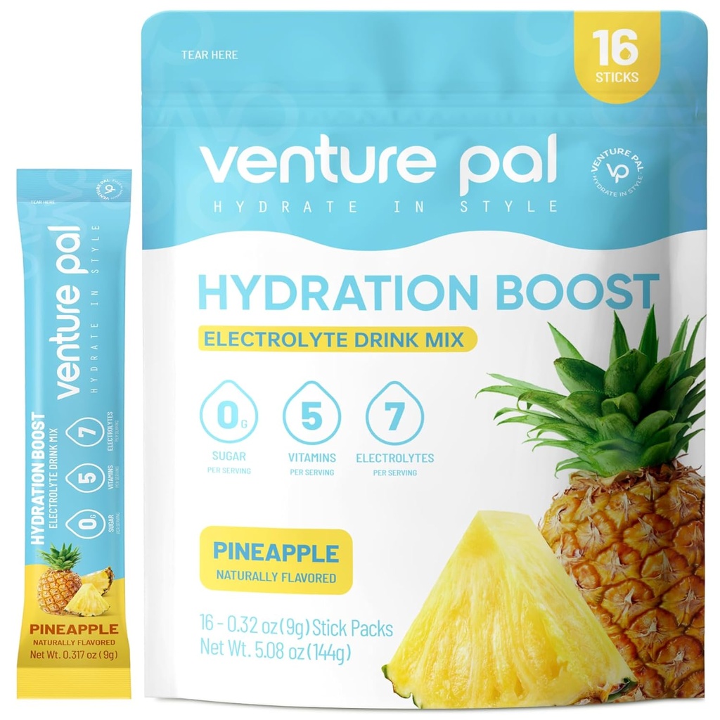 Venture Pal Sugar Free Electrolyte Powder Packets - Liquid Daily IV Drink Mix for Rapid Hydration " Party Recovery TEN 5 Vitaminas " 7 Electrolytes permanentes Keto Friendly ← Non-GMO Silencio Certified Vegan tención 16 Sticks