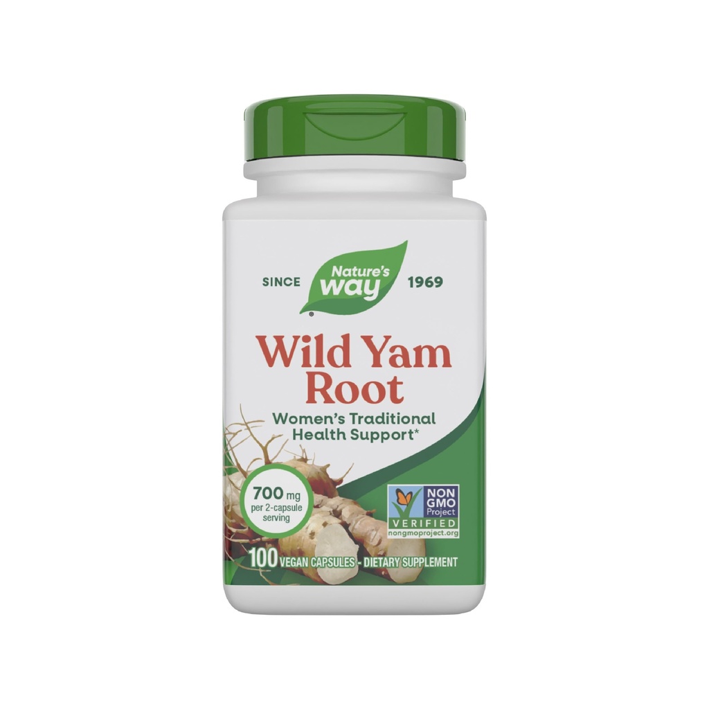 Mangueras de Yam Wild Yam, Apoyo a la Salud Tradicional de las Mujeres*, 700 mg por servicio de 2 cápsulas, Proyecto No GMO Verificado, 100 cápsulas Vegan (Paquete May Vary)
