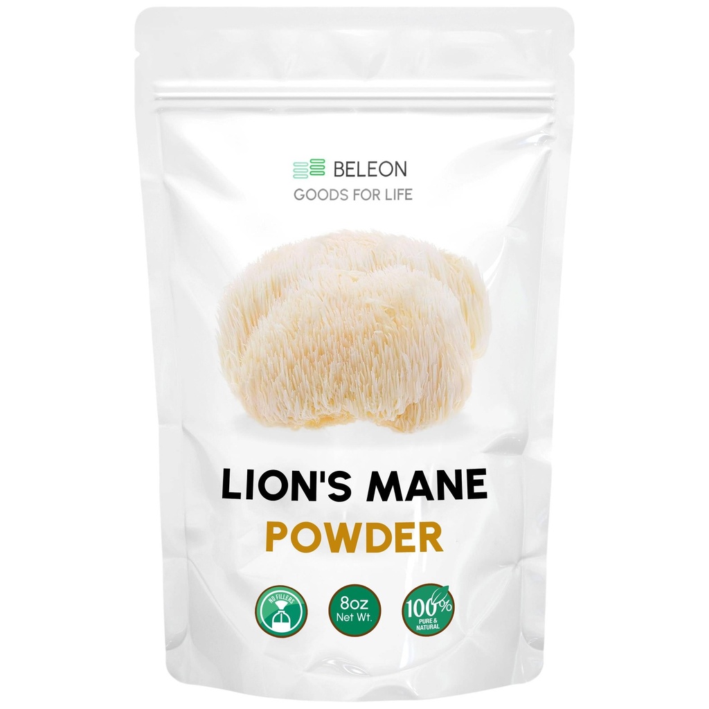 Lions Mane Powder 8 oz - Puro Lion's Mane Mushroom Suplemento con Antioxidantes, Vegan Powder