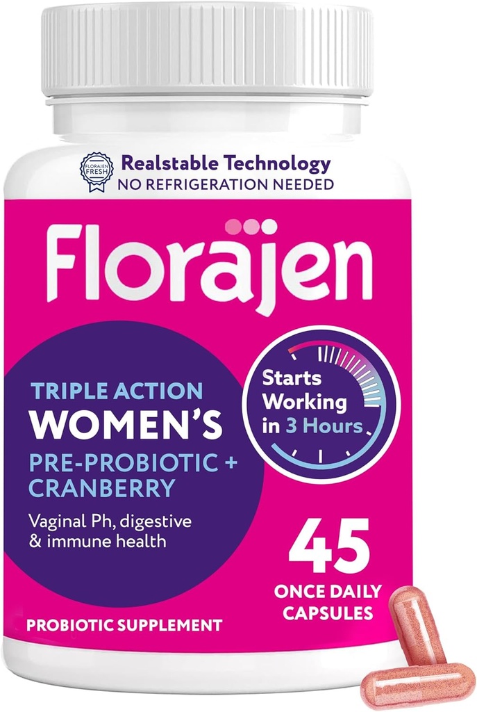 Probiótico, Prebiótico, " Suplemento de arándano para la salud vaginal, Apoyo inmunitario, " Wellness digestivo - 30-Count