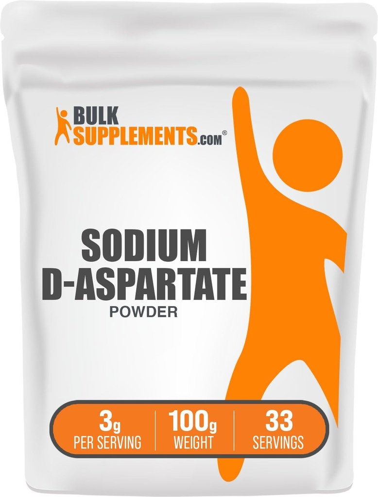 BulkSupplements.com Sodium D-Aspartate Powder - Suplementos de sodio, Sodium Aspartate Powder - Electrolytes Suplemento, Gluten Free, 3g por Serving, 100g (3.5 oz) (Pack of 1)