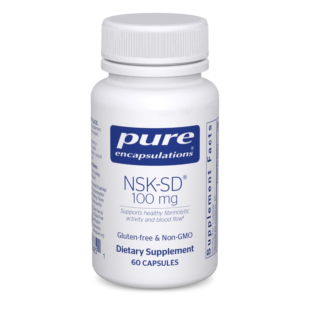 Encapsulaciones puras NSK-SD - 100 mg Nattokinase - para la circulación normal de la sangre - soporta la actividad fibrinolítica* - Gluten Gratis < No GMO - 60 cápsulas