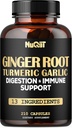 Suplementos de jengibre Capsules con Curcumina Turmérica, Bombilla de ajo con sistema inmune & Salud Digestiva Blend como Berberine HCl, Echinacea - 210 Capsules
