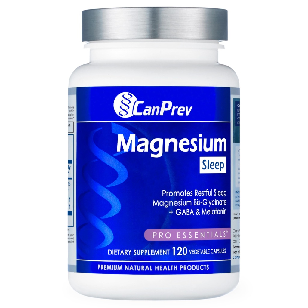 CanPrev Magnesium Bisglycinate Chelated + GABA &amp; Melatonin, 120 Veg Caps, 120-Day Supply, Support Restful Night, Muscle Function, Promote Relax & Balanced Sleep-Wake Cycle, Vegan, No GMO & Gluten