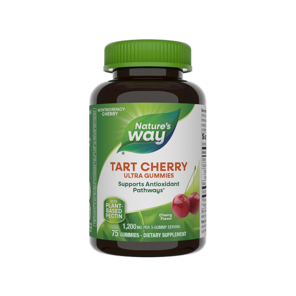 Camino de la Naturaleza Tart Cherry Ultra Gummies, Antioxidante Apoyo de Anthocyanins*, 1,200 mg por 3-Gummy Serving, Cherry Flavored, Gluten Free, Vegetarian, 75 Conde (Packaging May Vary)