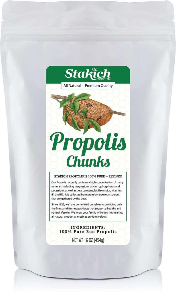 Stakich Bee Propolis Chunks - Puro, Natural - 1 libra (16 onzas)