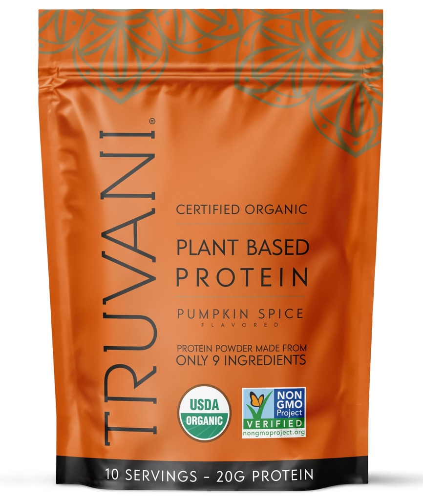 Truvani Vegan Pea Protein Powder ¦ Pumpkin Spice TEN 20g Orgánica Planta Basada Proteína Silencio 10 Serviciones TENIDO Keto TENIDO Gluten " Dairy Free Silencio Bajo Carb Silencio No Añadido Sugar