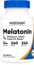 Nutricost Melatonin 3mg, 240 Tabletas - 3mg Por Serving, Non-GMO, Gluten Free