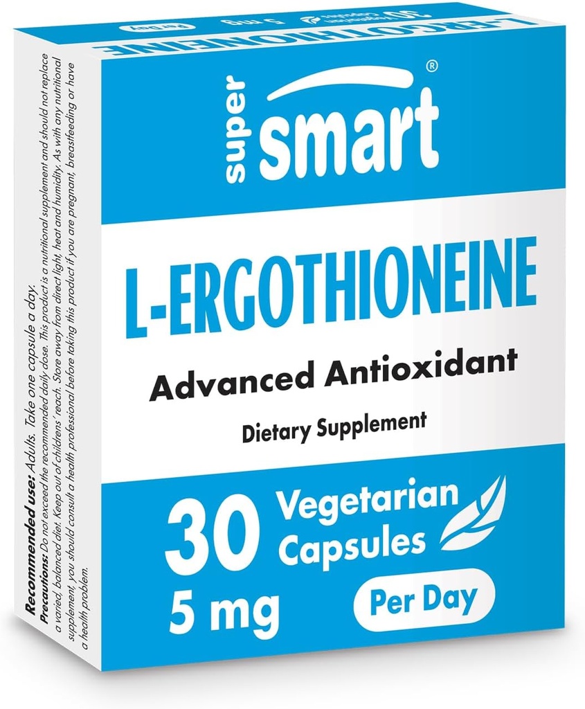 Supersmart L-Ergothioneine Supplement 5mg per Day (Advanced Antioxidant) ← Non-GMO - 30 cápsulas vegetarianas