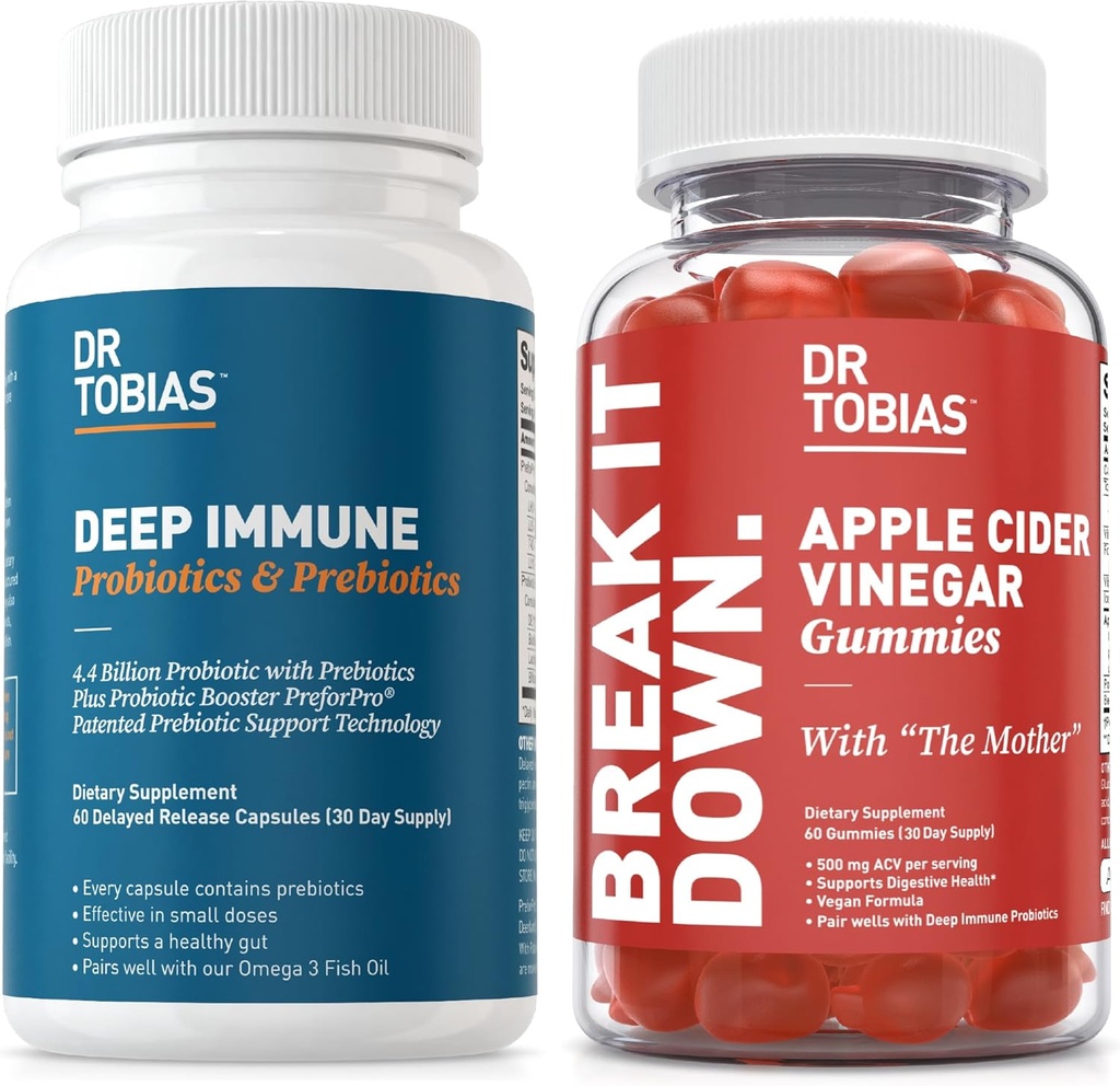 Dr. Tobias Probióticos de Immune Probióticos Probióticos y Manzana Vinagre Gummies, apoya la salud digestiva, la función Gut Immune, limpieza " Detox para Hombres " con 4.4. Billion CFU & The Mother