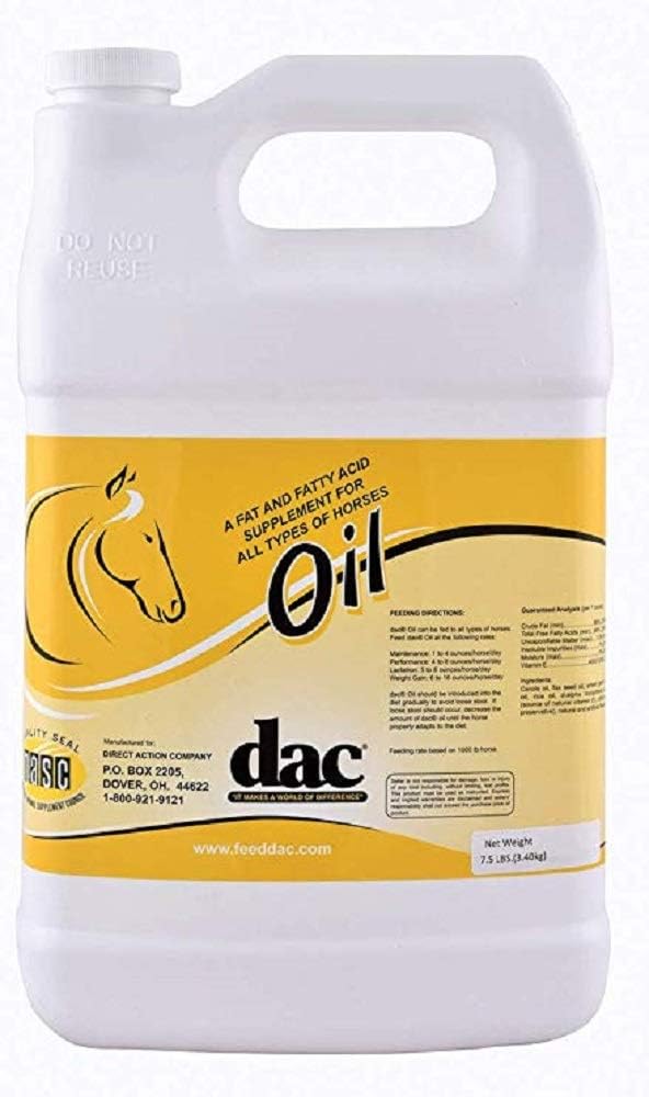 DAC Oil Gallon Jug Horse Weight Gain Calorie Fatty Acid Coat Skin Health Suplemento