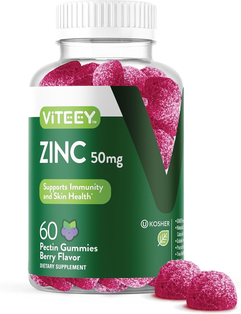 [BRSWYBI5PNYAEEY7] VITEEY Zinc Gummies for Men and Women - Zinc Supplements 50mg - Immune Boost & Skin Health - Vegan, Gluten Free - 60 Conde