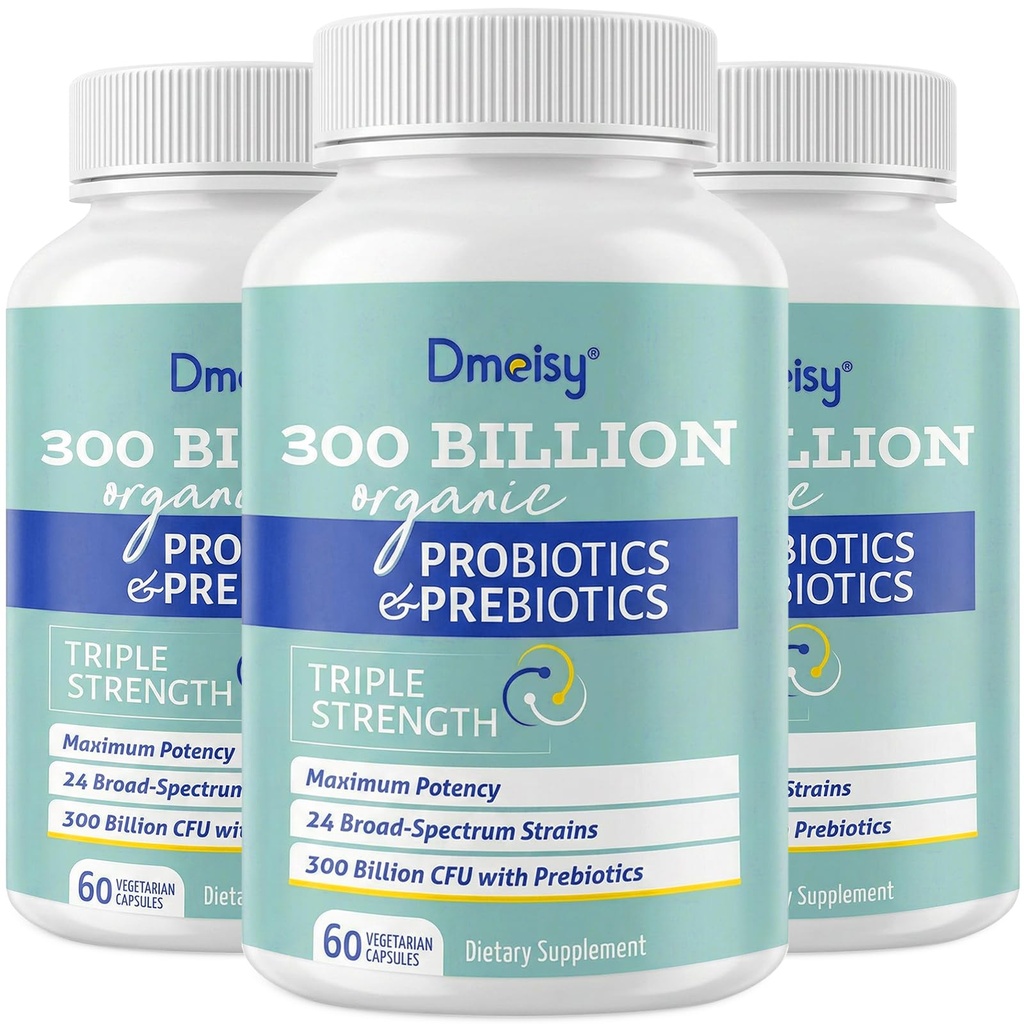 Probióticos para Mujeres y Hombres, 300 millones de millones de francos CFU 24 Strains Probióticos + 15 hierbas orgánicas Prebióticos Blend, Estante Stable Gut Health Supplement for Digestive Immune & Whole-Body Health, 6 Month Supply