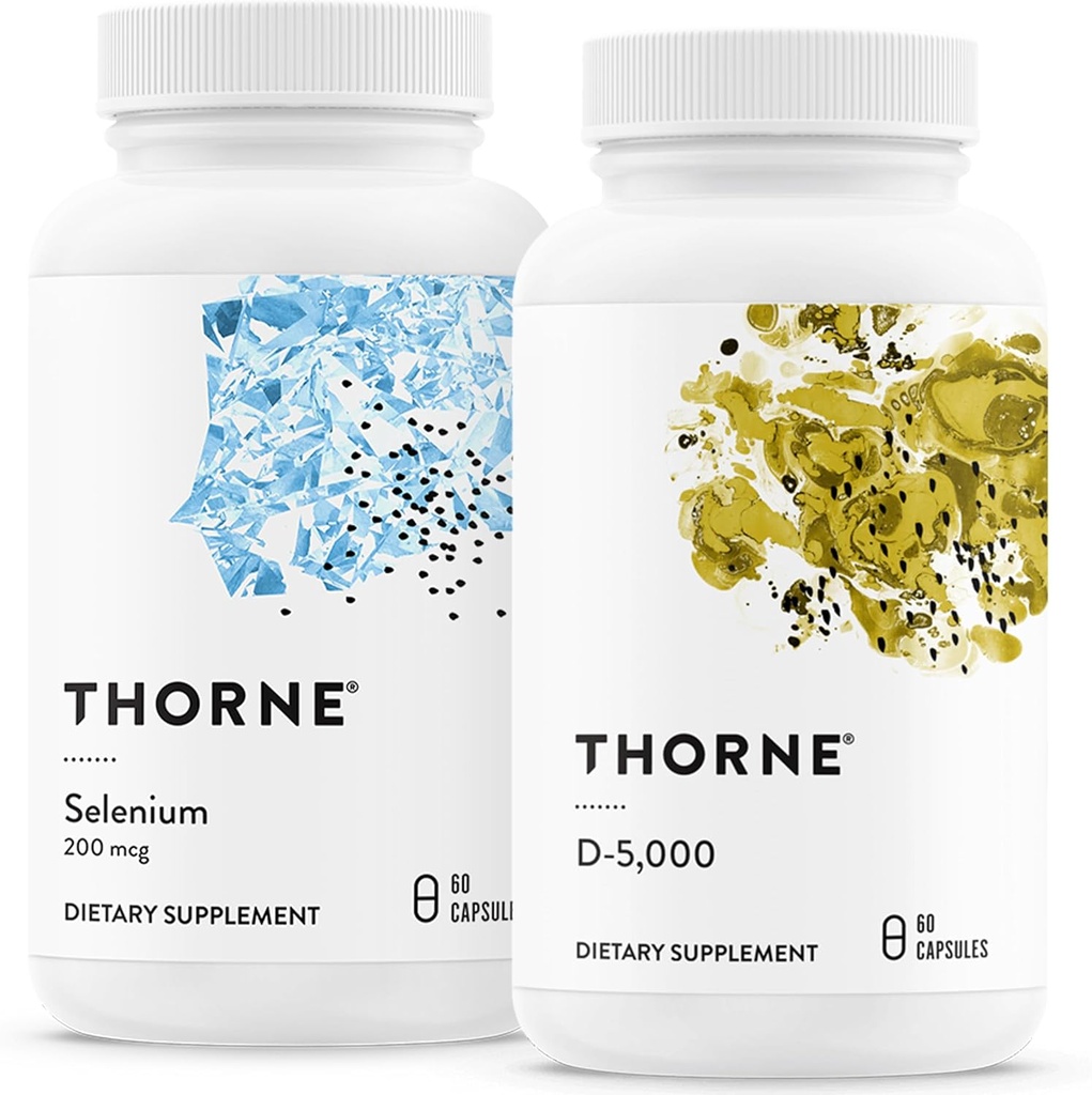 THORNE - Antioxidante " Wellness Bundle - Selenium " Vitamin D-5000 - Soporta la salud tiroidea " Función inmune - 60 prestaciones