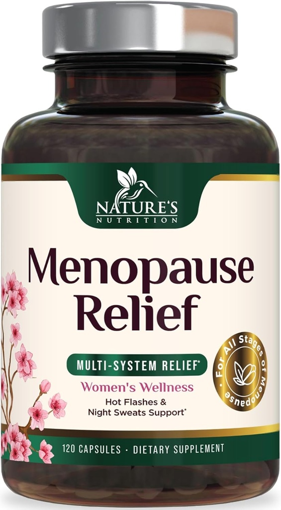 Suplementos de menopausia para Mujeres - Alivio de la menopausia Probióticos con Cohosh Negro, Suplementos de Apoyo Natural para Flashes Calientes Leves " Sudoración nocturna " Suplemento de apoyo al equilibrio - 120 cápsulas