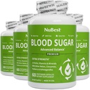NuBest Blood Sugar - Fórmula Premium con Melon Bitter, Ashwagandha, Canela, Cromo, Magnesio, Vitaminas, Ácido Lipoico alfa, Pimienta de Cayena - Soporte Saludable Sugar de Sangre - Pack 4