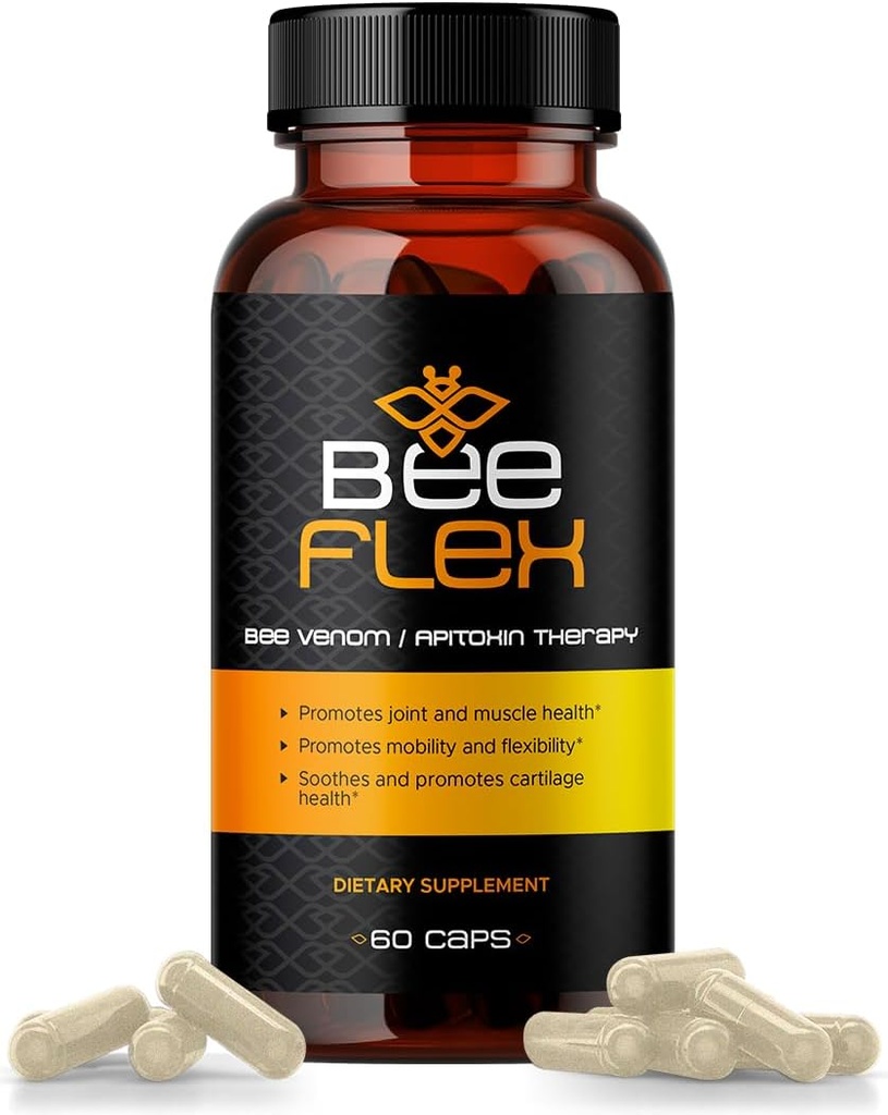 Bee Flex Joint Support Supplements - Glucosamine & Turmeric for Joint & Muscle Health, Enhanced Mobility, Flexibility, and Comfort - Natural Cartilage Support Complex - 60 Capsules (1)