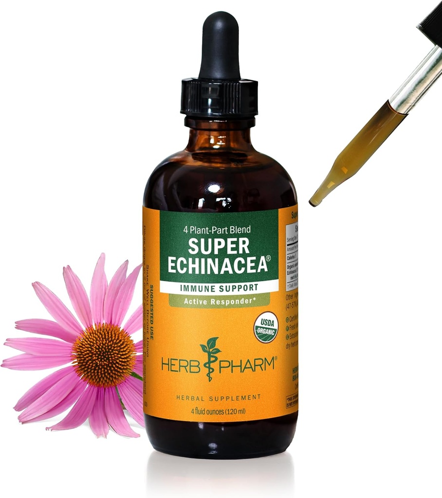 Herb Pharm Certified Organic Super Echinacea Líquido Extracto para el Sistema de Inmunización Activa - 4 Oz