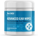 Pet MD Cat and Dog Ear Cleaner Wipes - Advanced Otic Veterinary Ear Cleaner Formula - Tratamiento de la infección del oído de perros - 100 cuenta