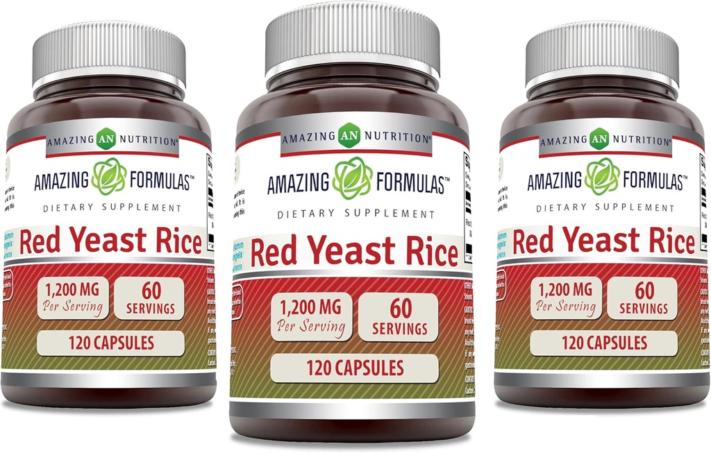 Impresionantes Fórmulas Red Yeast Rice 1200mg Por Serving Capsules Suplemento ← Non-GMO Silencio Gluten Gratis Silencio Made in USA (120 Conde Silencio 3 Pack)