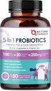 NATURE TARGET Probióticos para la Salud Digestiva de Mujeres-Men, Hombres-Mujeres Probiótico con Prebióticos, 100 millones de UFC para la Salud Gut e Immune, 180 cápsulas vegetales (90 días de suministro)
