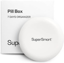 SuperSmart - Pill Box Organizer 7 Days with 1 Cuting Blade for Tablets - Travel Size Item - Small Storage for Supplements & Medications - Easy-to-Use with 7 Large Compartments ← White