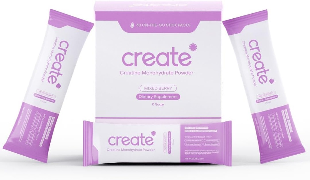 [BRSRAA33CF5WOEQZ] Create Single Serve Creatine Monohydrate Powder – 5g Creapure Creatine ¦ Redefining Strength, Energy & Recovery ← Sugar-Free, Vegan, Non-GMO ← Mixed Berry ← 30 Portable Packets