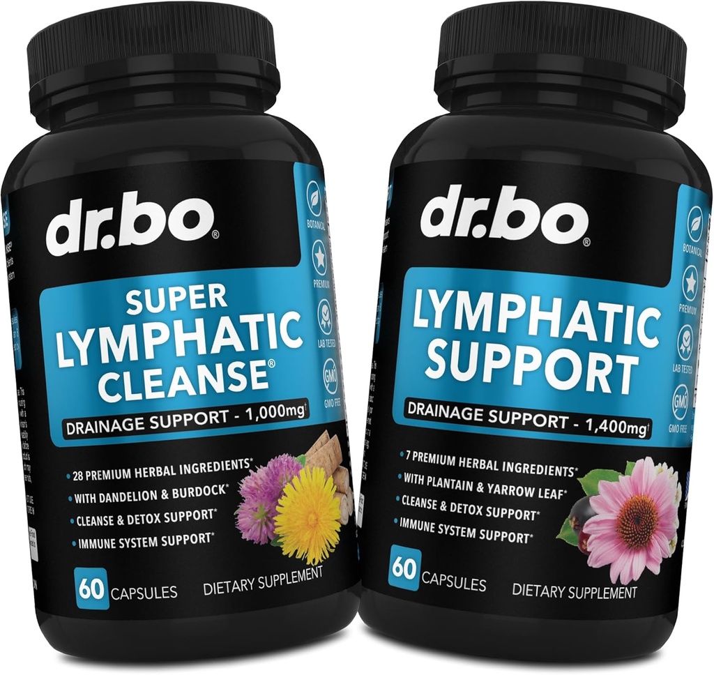 Lymphatic Drainage Supplements Pills - Lymphatic Support Total Herbal Cleanse Products with Echinacea, Ginger, Dandelion Supplement for Nodes Legs & Neck - Lymph Node Detox Drenaje del sistema de limpieza
