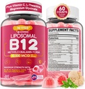 Methyl B12 Gummies 5000 mcg/10000 mcg w/L-Methylfolate, B6, Lion's Mane Mushroom, CoQ10, PQQ, Magnesium Glycinate, Extra Strength Liposomal Vitamin B12 Complex for Energy, Focus,Brain & Immunity 1Pack