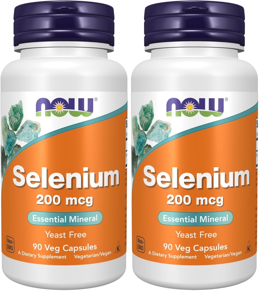AHORA Suplementos, Selenium (L-Selenomethionine) 200 mcg, Minerales Esenciales*, 90 cápsulas de Veg (Pack of 2)