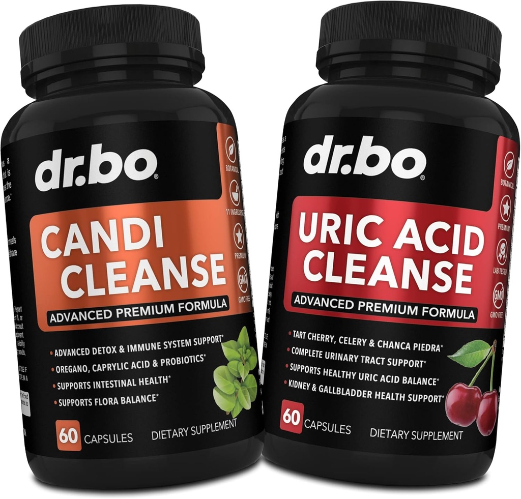 DR. BO Candi Uric Acid Cleanse Support - Oregano & Kidney Herbal Supplements for Women & Hombre - Extra Strength Uric Acid Flush Capsules & Oral Control Limpiador Complejo Probiótico