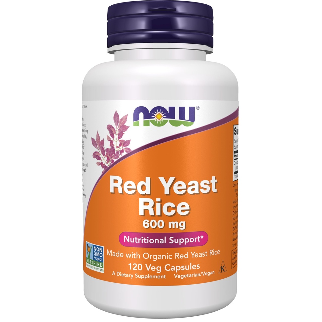AHORA Suplementos, arroz de levadura roja 600 mg, Hecho con arroz de levadura roja orgánica, 120 cápsulas de veg