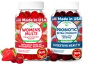 Lunakai USA Made Womens Multivitamin &amp; Probiotic Gummies Bundle – 16 Multi Vitaminas &amp; Probiótico para el soporte de la digestión – 60ct Cada