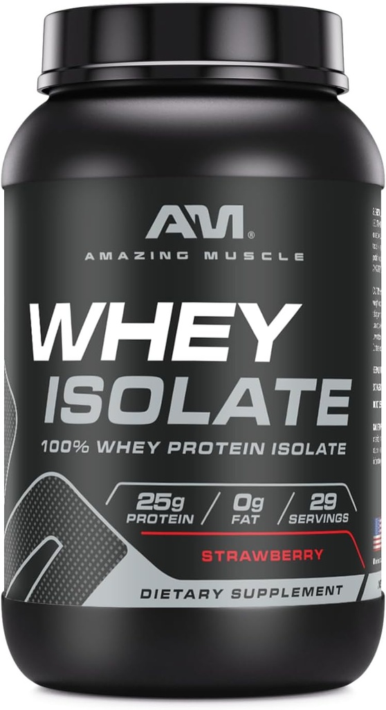 Whey Protein Isolate Powder ← 25 Grams Protein Por Serving Silencio 100% Whey Isolate ← Zero Fat Silencio Made in USA (2 Lb, Strawberry)