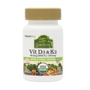 NaturesPlus Source of Life Garden Vitamin D3 & K2 - 60 Capsules - Immune System and Bone Support - USDA Certified Organic, Vegan, Gluten Free - 60 Servings