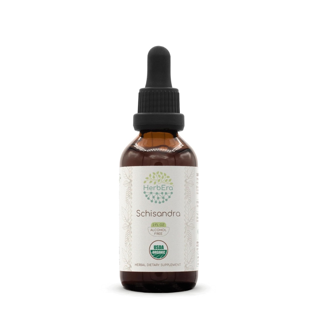 HerbEra USDA Organic Schisandra Alcohol-Free Liquid Extract Tincture – Mood & Stress Support, Schisandra Chinensis Dried Berry, Calm & Relaxation Drops, Vegan (2 fl oz)