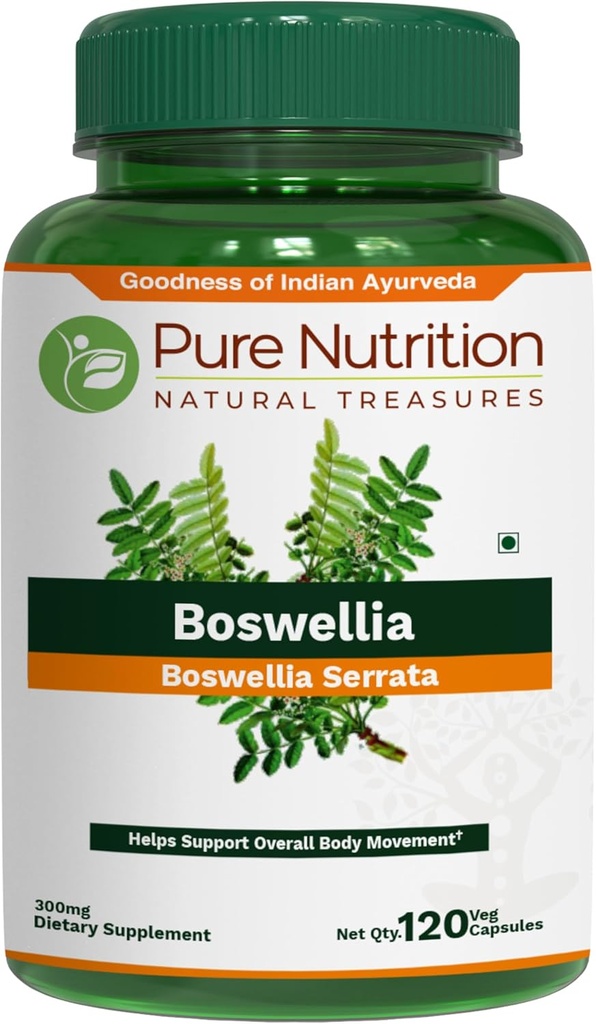 Pura Nutrición Boswellia Serrata 15:1 Extracto 600mg ← 120 Cap  Min 65% Boswellic Acids ← Cada oferta de servicio 600mg 15:1 Extracto Equivalente a 9000mg Raw Boswellia Powder ← Non-GMO