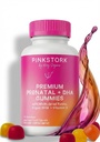 Pink Stork Premium Vitaminas Prenatales con DHA, Folate y Vitamina D - Multivitamina y Nutriente Blend para el Tubo Neural y el Desarrollo del Cerebro Fetal - El embarazo debe tener - 60 Gummies Vegan