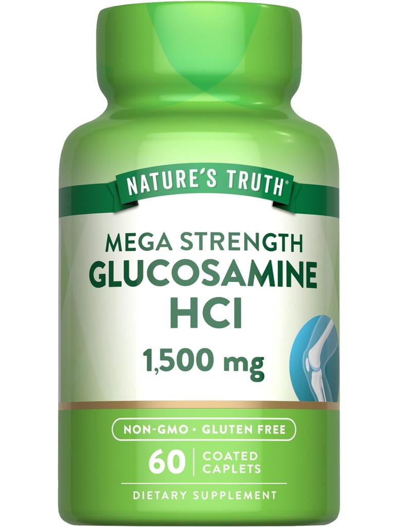 Nature's Truth Glucosamine HCI 1500mg | 60 Caplets | Mega Strength | Non-GMO & Gluten Free Supplement