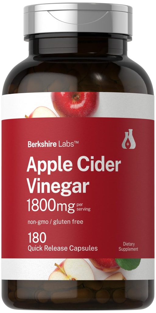 Horbaach Apple Cider Vinegar Capsules Silencio 1800mg Silencio 180 Conde ← No Gluten-Free Suplemento Silencio por Berkshire Labs
