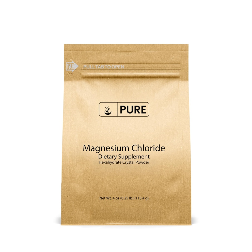 Ingredientes originales puros Magnesium Chloride (4oz) Suplemento oral, Crystal Powder, Suplemento de magnesio, Grado de alimentos