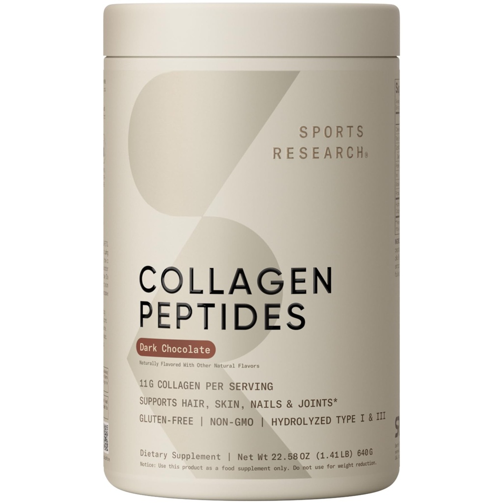 Collagen Peptides de investigación deportiva - Hidrolyzed Tipo 1 & 3 Collagen Powder Protein Suplemento para la piel sana, uñas, &amp; articulaciones - Easy Mixing Vital Nutrients & Proteins, Collagen for Women &amp; Men