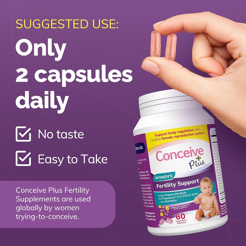[BRSWYGATBMFRQGTU] CONCEIVE PLUS Ovulation + Combo de fertilidad femenina, soporta la fertilidad y regulación ovárica, 60 + 120 cápsulas
