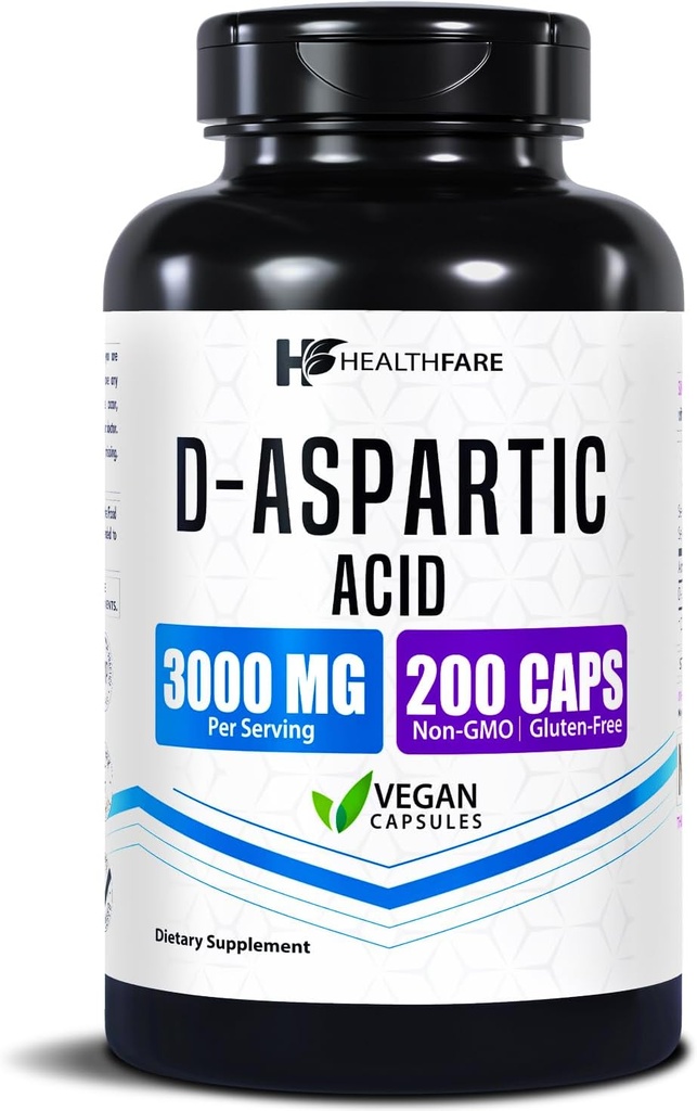 (DAA D-Aspartic Acid Supplement for Men & Women TEN 3000mg High Potency Amino Acid TENIDO 200 Capsules ANTE NO GMO, Gluten-Free, Vegan Supplement TEN made in USA