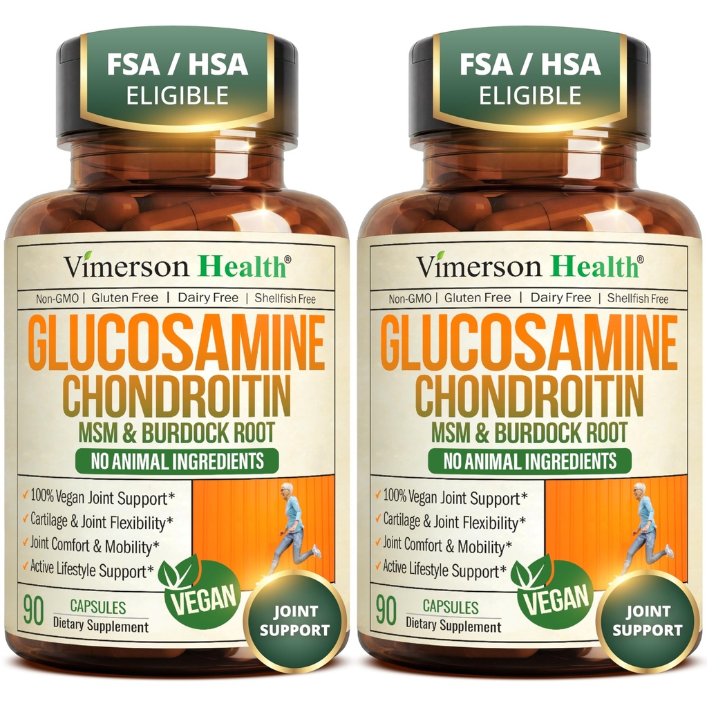 Glucosamina Chondroitin MSM – Suplemento de Apoyo Conjunto para Mujeres y Hombres con Sulfato de Glucosamina 1500 mg, Condroitina y MSM – para el cartílago, salud conjunta y flexibilidad – 2 Pack, Vegan
