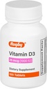 Vitamina Rugby D3, 25 mcg (1,000 UI) - Suplemento dietético - 100 Tabletas (1 Pack)