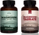 Natural Rhythm Day & Night Bundle - Magnesio triple calma 150mg, 120 capsules + Magnesio Taurate 750mg (150 mg de Magnesio Elemental) 120 cápsulas