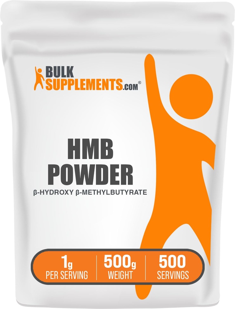 BulkSupplements.com HMB Powder - as Calcium HMB, Beta-Hydroxy Beta-Methylbutyrate - HMB Powder Suplementos, Gluten Gratis - 1g por Serving, 500g (1.1 lbs) (Pack of 1)