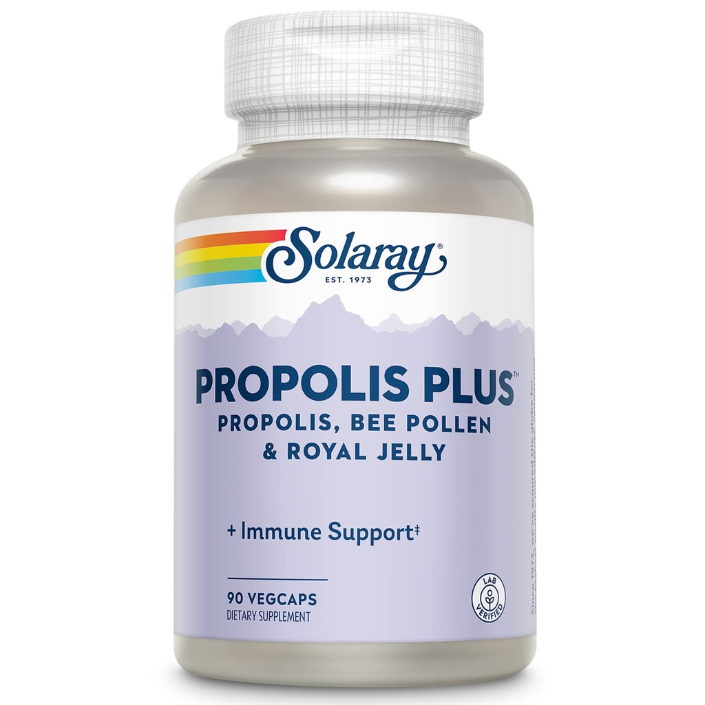 SOLARAY Propolis Plus Silencio Healthy Immune System Support with Propolis, Bee Pollen & Royal Jelly TEN 90 VegCaps